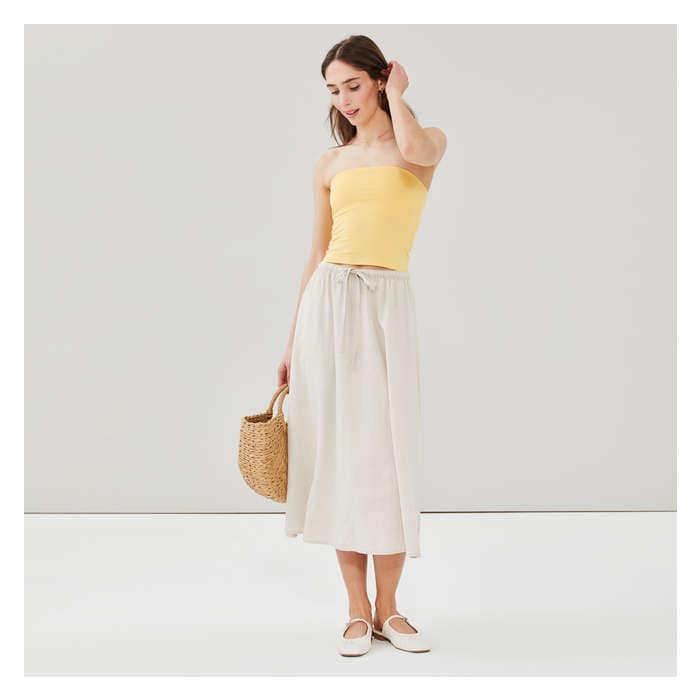 Women's Crop Tube Top - Pastel Yellow